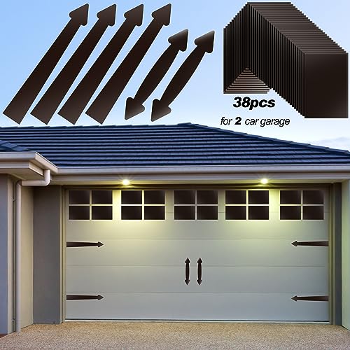 Ferraycle 38 Pcs Magnetic Garage Door Decoration Kit Include 32 Faux Windows 4 Faux Hinges and 2 Handles Magnetic Door Decorative Hardware Garage Door Magnets for 2 Car, Dark Brown(Square) - Image 1