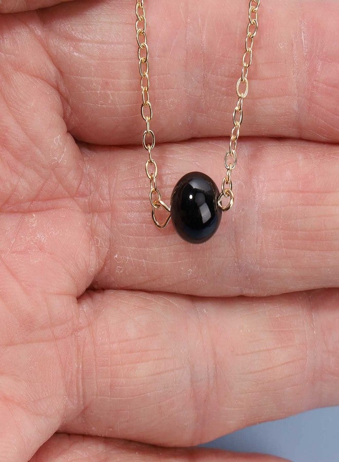 Yheakne Boho Tourmaline Choker Necklace Gold Pendant Necklaces Chain Black Bead Necklaces Minimalist Necklace Chain Jewelry for Women - Image 5