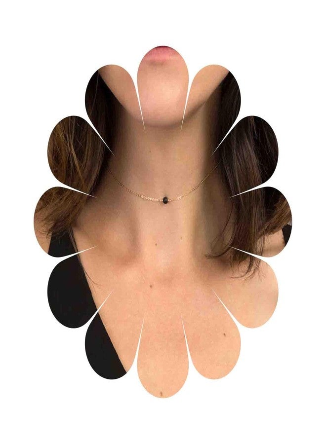 Yheakne Boho Tourmaline Choker Necklace Gold Pendant Necklaces Chain Black Bead Necklaces Minimalist Necklace Chain Jewelry for Women - Image 1