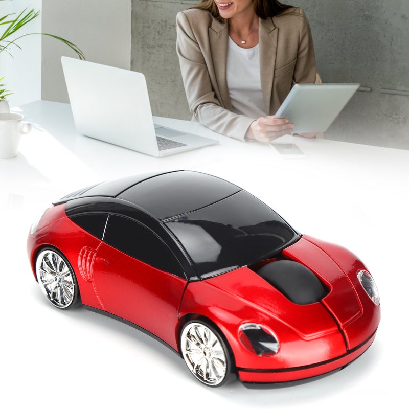 Wireless Mouse: 2.4G Cordless Black ABS Ergonomic Mouse - Accurate Optical Positioning Smart Car Shaped Power Saving Mouse for Office Home Gaming Computers Gift Giving - Image 2