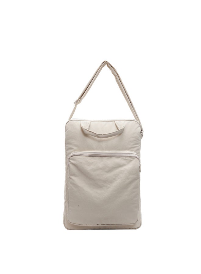 Large Capacity Women's Shoulder Bag Tablet Computer Bag Handbag File Storage Crossbody Bag Waterproof Nylon Urban Minimalist Style-Color:Creamy-white-Dimensions:Width 26 Thickness 8 Height 39  - Image 1