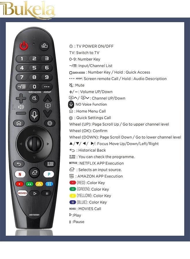 كيلا جهاز تحكم عن بعد عالمي لتلفزيونات LG، ريموت تلفزيون LG بديل من طراز Magic Remote، متوافق مع جميع طرازات تلفزيونات LG ومزود بوظيفة المؤشر لسهولة التنقل والتحكم، بدون وظيفة التحكم الصوتي. - Image 4
