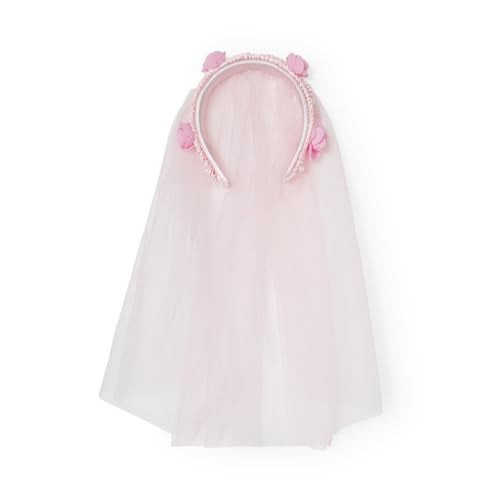 Radhu & Kabby Princess Headband with Pink Veil | Rose Flower Crown with Pearls | Party, Dress-Up, Cosplay & Birthday Accessory for Girls & Kids | Pack of 1 - Image 1