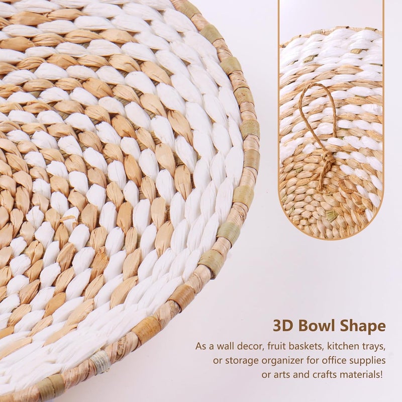 Bohemian Style Woven Wall Hanging Basket Set 9-piece Bedroom Living Room Kitchen Decorative Ornaments Beige - Image 5