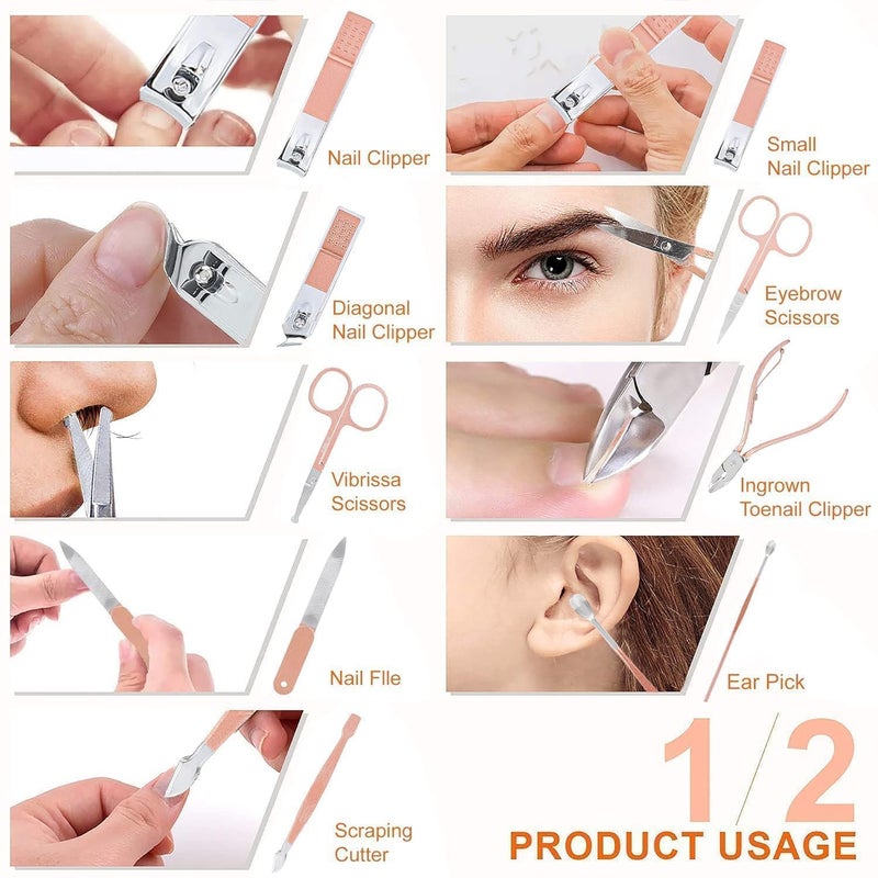 GUDDIES GUDDIES Stainless Steel Professional Manicure Set Nail Cutter For Women Nail Scissors Luxury Grooming Kit Manicure Pedicure Kit For Women Nail Acne Remover needle MultiColor 16 IN 1 Manicure Set  - Image 5