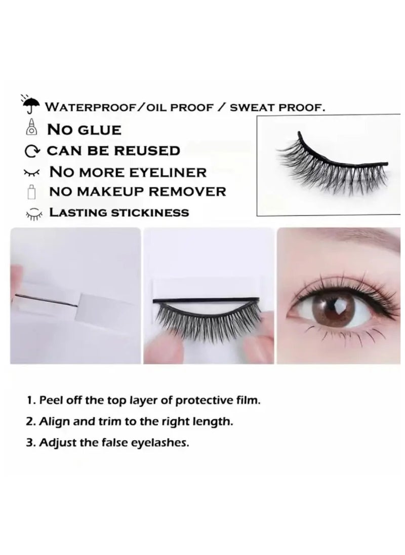 Generic - 40 Pieces Self Adhesive Lash Strips for Fake Eyelashes No Glue Apply Self Adhesive Eyeliner Lashes Strips Waterproof Natural Look - Image 1