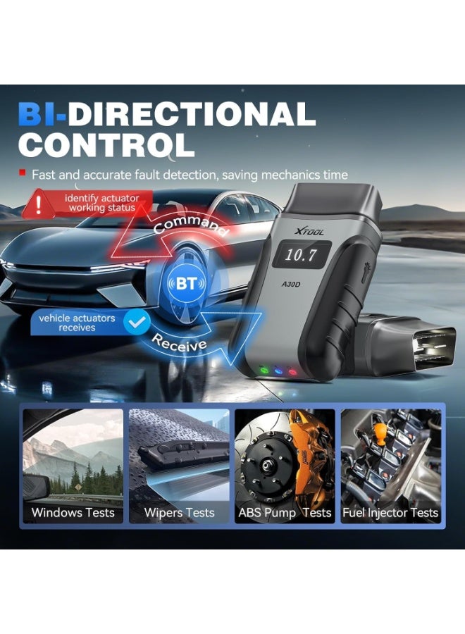 أداة اكس  أداة التشخيص XTOOL Anyscan A30D OBD2 - أداة فحص لاسلكية ثنائية الاتجاه - تحديثات مدى الحياة و19 عملية إعادة ضبط لمستشعر الكرنك وEPB وإعادة تعلم الخانق - قارئ شفرات السيارة الشامل للأنظمة المختلفة لأجهزة iPhone وAndroid - Image 5