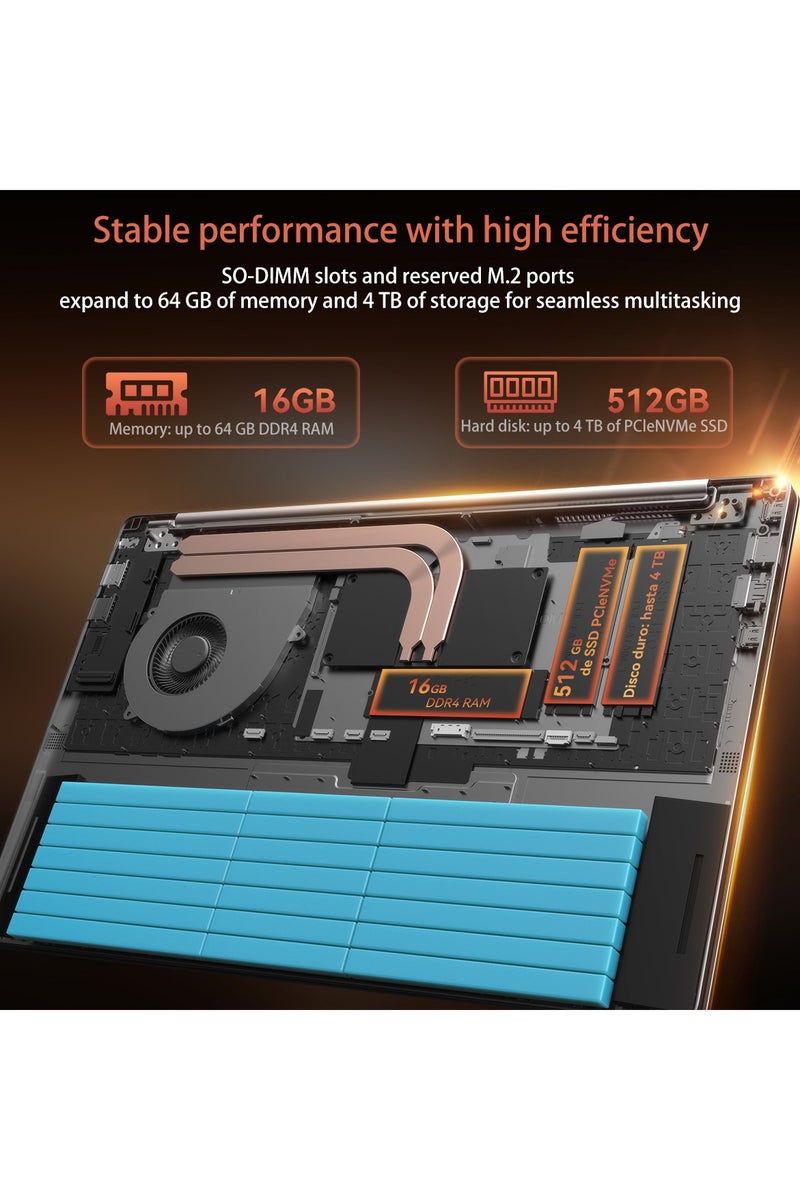 ACEMAGIC Laptop 15.6-inch AMD Ryzen5  7430U 16GB SO-DIMM DDR4 512GB M.2 2280 NVMe PCIe3.0 SSD Windows 11 Pro Type-C/USB3.2/plastic material/WIFI6/Bluetooth5.2  - Image 4