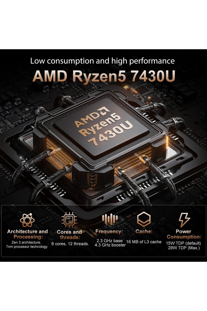 ACEMAGIC Laptop 15.6-inch AMD Ryzen5  7430U 16GB SO-DIMM DDR4 512GB M.2 2280 NVMe PCIe3.0 SSD Windows 11 Pro Type-C/USB3.2/plastic material/WIFI6/Bluetooth5.2  - Image 2
