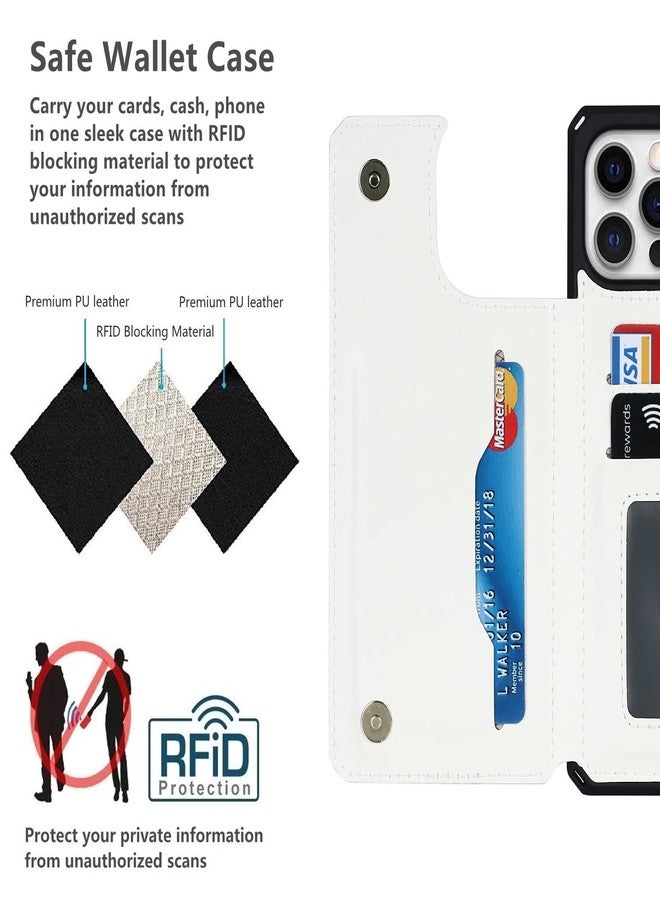 iCoverCase iPhone 12/12 Pro Wallet Case With Card Holder for Women Men, RFID Blocking, Card Slots, Kickstand, PU Leather, Wrist Strap (Gray Leopard) - Image 4