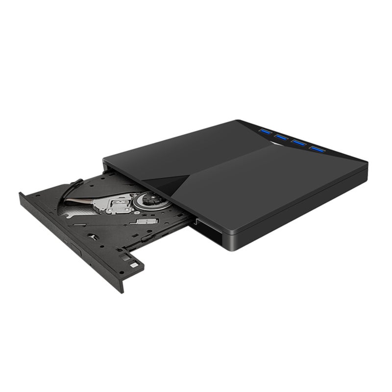 محرك سي دي/دي في دي خارجي محمول: تصميم متعدد الوظائف 7 في 1 - واجهات USB 3.0 و Type-C خفيف الوزن وسمك 1.5 سم باللون الأسود لأجهزة المحمول وأجه سطح المكتب وأجهزة الجيل الواحد - Image 1