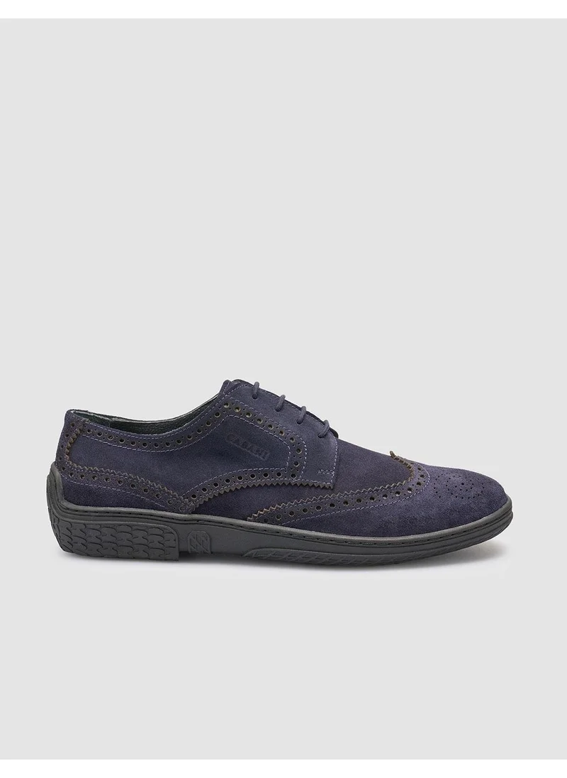 Cabani Leather Navy Blue Suede Men's Casual Shoes