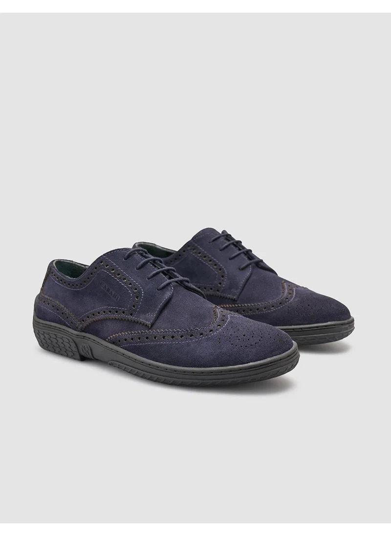 Cabani Leather Navy Blue Suede Men's Casual Shoes