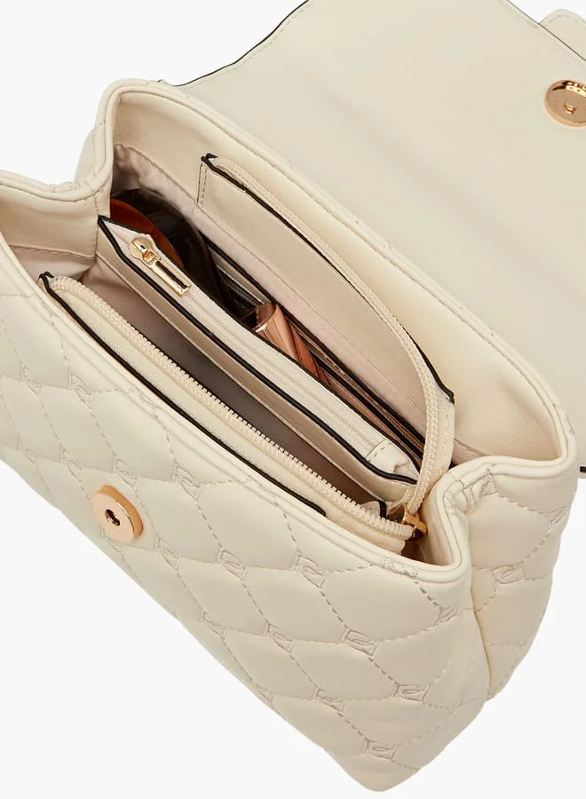 Paprika Women's Quilted Satchel Bag with Detachable Strap and Flap Closure