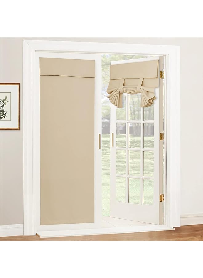 erorex Blackout Door Curtain Privacy Thermal Insulated Tricia Door Window Curtains For Patio French Front Door Sidelight Curtain Tie Up Shade W26 X L69 Inch 1 Panel Beige - Image 1