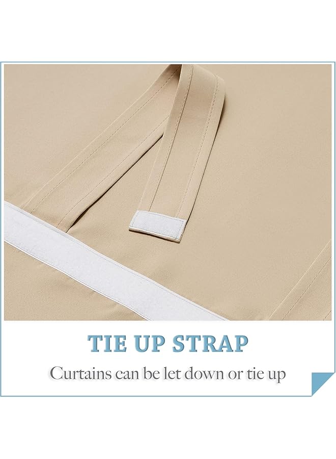 erorex Blackout Door Curtain Privacy Thermal Insulated Tricia Door Window Curtains For Patio French Front Door Sidelight Curtain Tie Up Shade W26 X L69 Inch 1 Panel Beige - Image 4