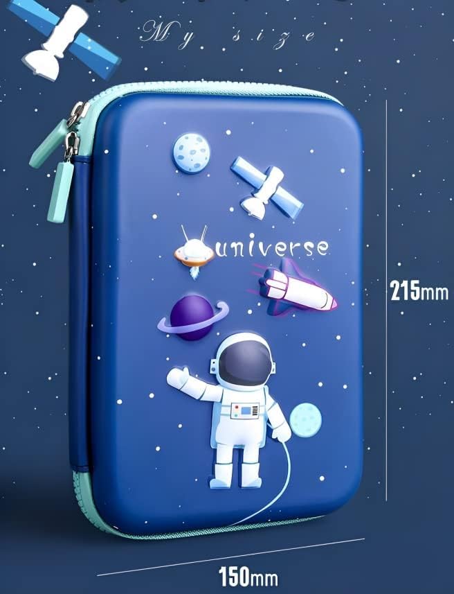 Royals hub Premium Eva 3D Cover Large Capacity Space Astronaut Pencil Case Compartments, School Pouch Stylish Pen Holder (Big Size Astronaut Pencil Case, Ethylene Vinyl Acetate (EVA) Navy Blue) - Image 4