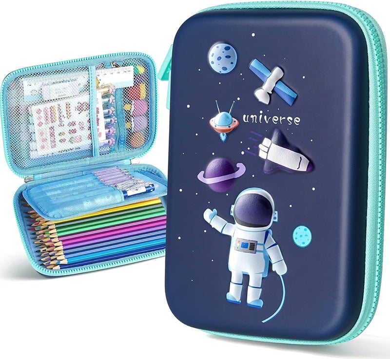 Royals hub Premium Eva 3D Cover Large Capacity Space Astronaut Pencil Case Compartments, School Pouch Stylish Pen Holder (Big Size Astronaut Pencil Case, Ethylene Vinyl Acetate (EVA) Navy Blue) - Image 2
