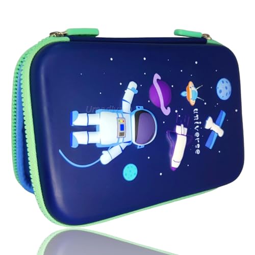 Royals hub Premium Eva 3D Cover Large Capacity Space Astronaut Pencil Case Compartments, School Pouch Stylish Pen Holder (Big Size Astronaut Pencil Case, Ethylene Vinyl Acetate (EVA) Navy Blue) - Image 1