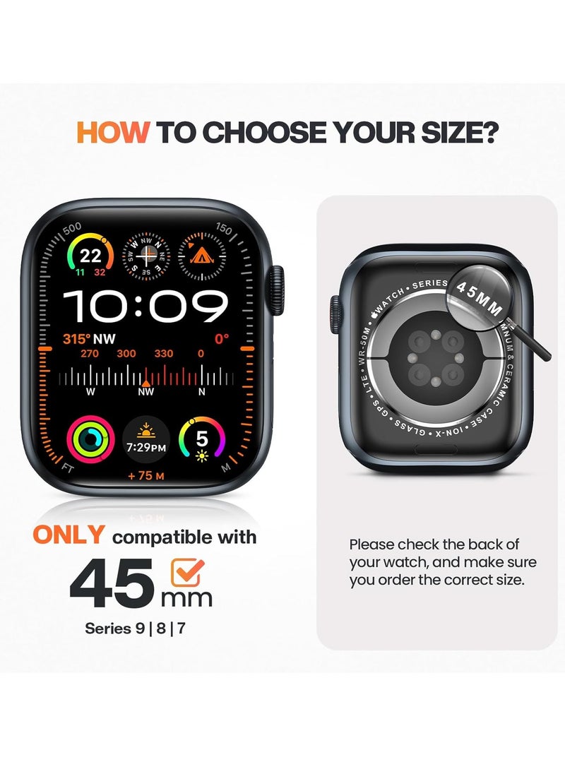 ميجوفاست حافظة مقاومة للماء لساعة Apple Watch Series 9 8 7 45 مم، واقي زجاجي مقوى عالي الدقة من مادة البولي كربونات الصلبة مصمم لملحقات iWatch 45 مم، لون ذهبي وردي أصلي  - Image 2