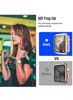 MIGOFAST Waterproof Case for Apple Watch Series 9 8 7 45mm HD Tempered Glass Protector Hard PC Protection Designed for iWatch Accessories 45mm Original Rose Gold  - Image 5