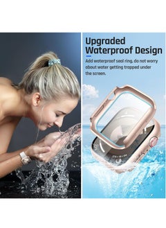 MIGOFAST Waterproof Case for Apple Watch Series 9 8 7 45mm HD Tempered Glass Protector Hard PC Protection Designed for iWatch Accessories 45mm Original Rose Gold  - Image 4