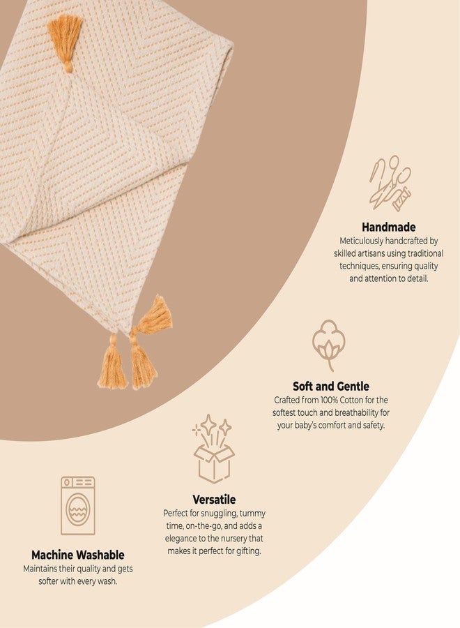Crane Baby Marigold Chevron Blanket, Soft Cotton Nursery and Stroller Blanket, 100% Cotton, 36" x 36" - Image 2