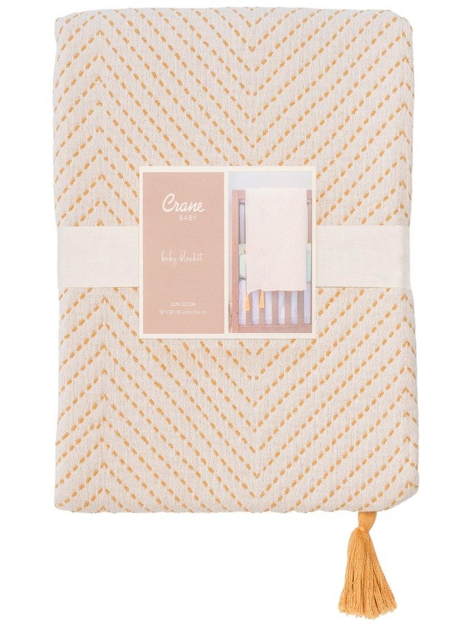 Crane Baby Marigold Chevron Blanket, Soft Cotton Nursery and Stroller Blanket, 100% Cotton, 36" x 36" - Image 3