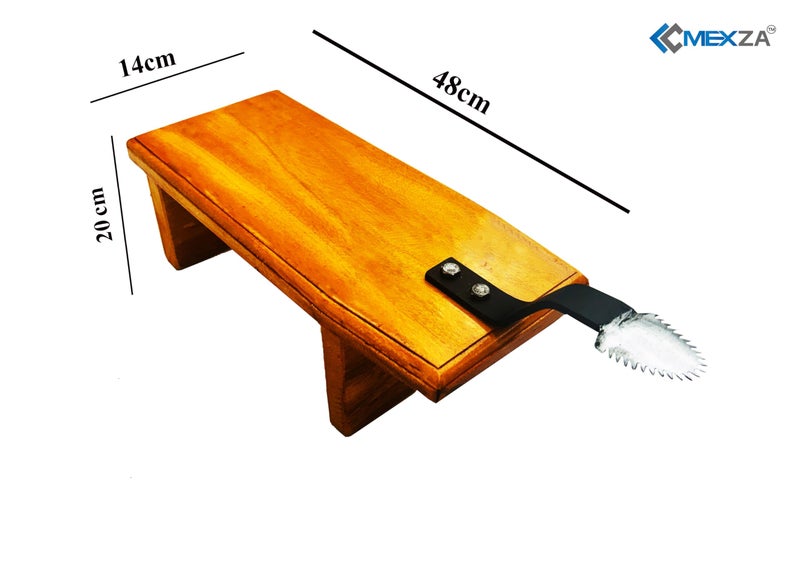 MEXZA™ Wooden Traditional Stool Type Coconut Scraper Chirava Grater Thengai Thuruvi - Image 4