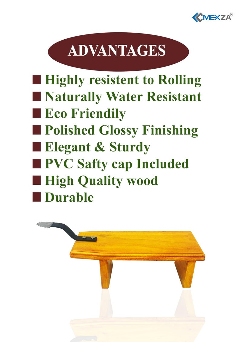 MEXZA™ Wooden Traditional Stool Type Coconut Scraper Chirava Grater Thengai Thuruvi - Image 3