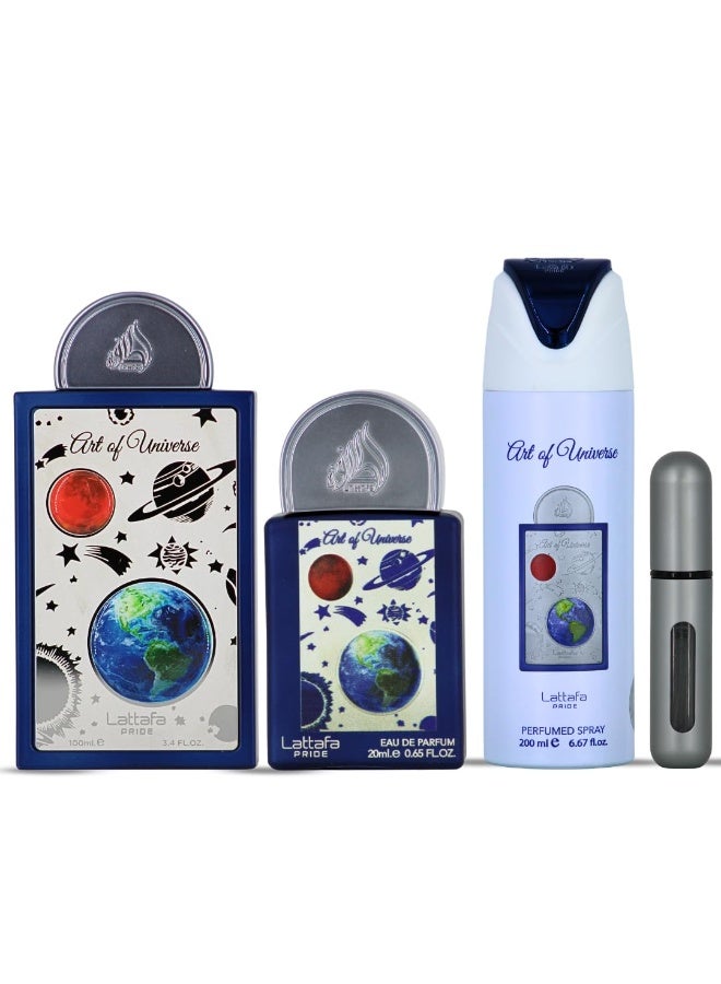 Lattafa PRIDE GIFTSET Art of Universe | Set 3-Piece (Edp 100ml + Edp 20ml + Deodorant 200ml) - Image 2