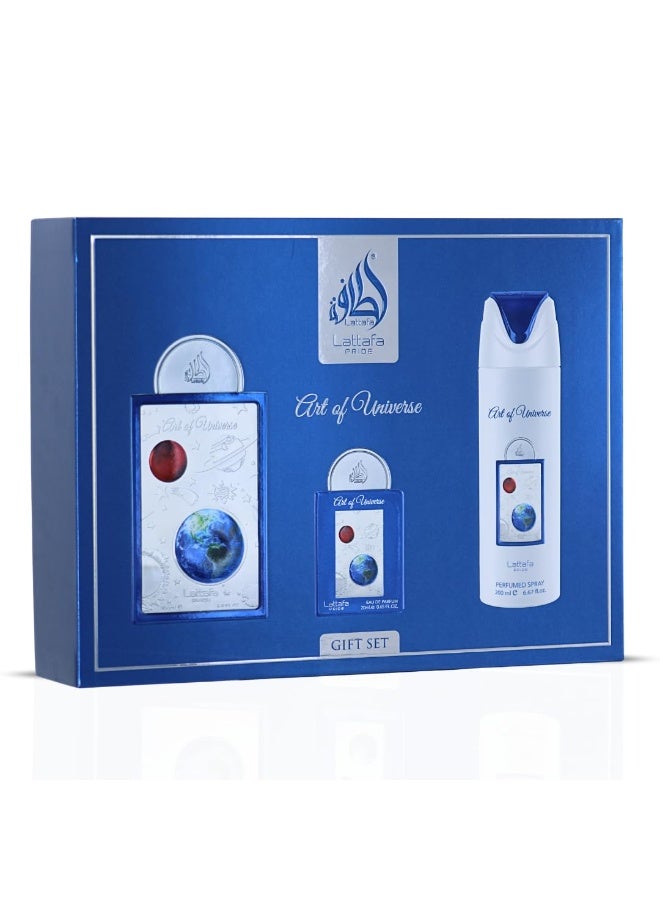 Lattafa PRIDE GIFTSET Art of Universe | Set 3-Piece (Edp 100ml + Edp 20ml + Deodorant 200ml) - Image 4