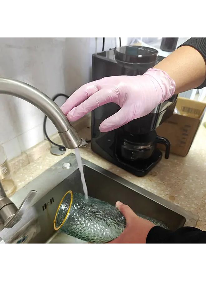 80 Pcs Bulk Disposable Pink Latex Free Plastic Gloves For Cleaning Nail Care Pet Grooming Salon Use - Image 5