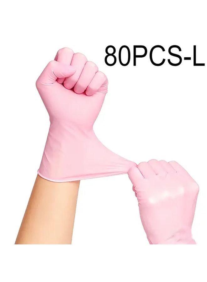 80 Pcs Bulk Disposable Pink Latex Free Plastic Gloves For Cleaning Nail Care Pet Grooming Salon Use - Image 1