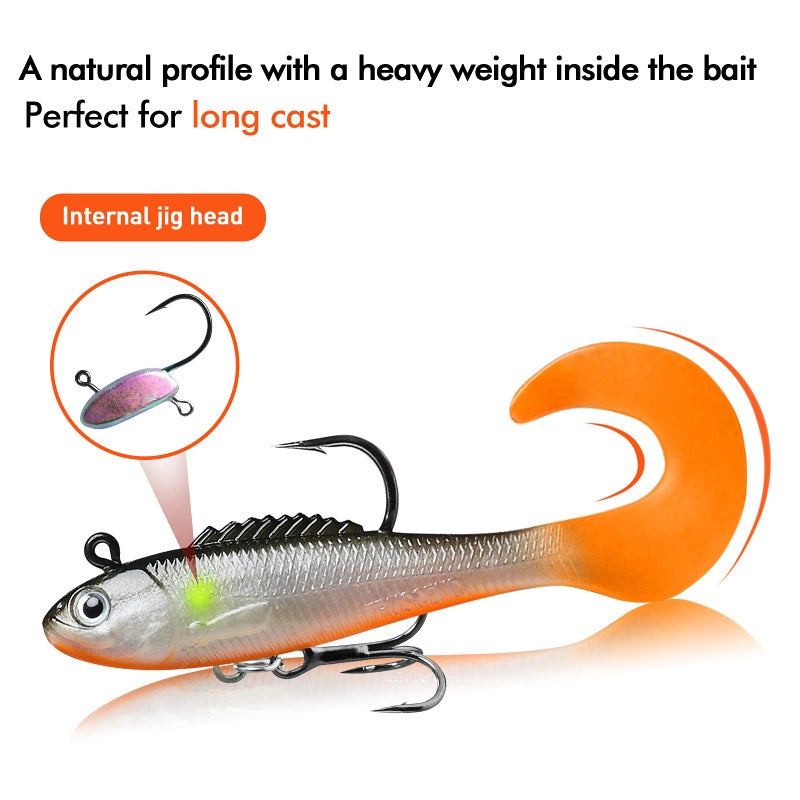 TRUSCEND Pre-Rigged Fishing Jigs, 1:50 Super Durable Soft Swimbait, Well-Made Lifelike Fishing Lures, Weedless Lure for Bass Trout Walleye, Saltwater Fishing Gear - Image 3