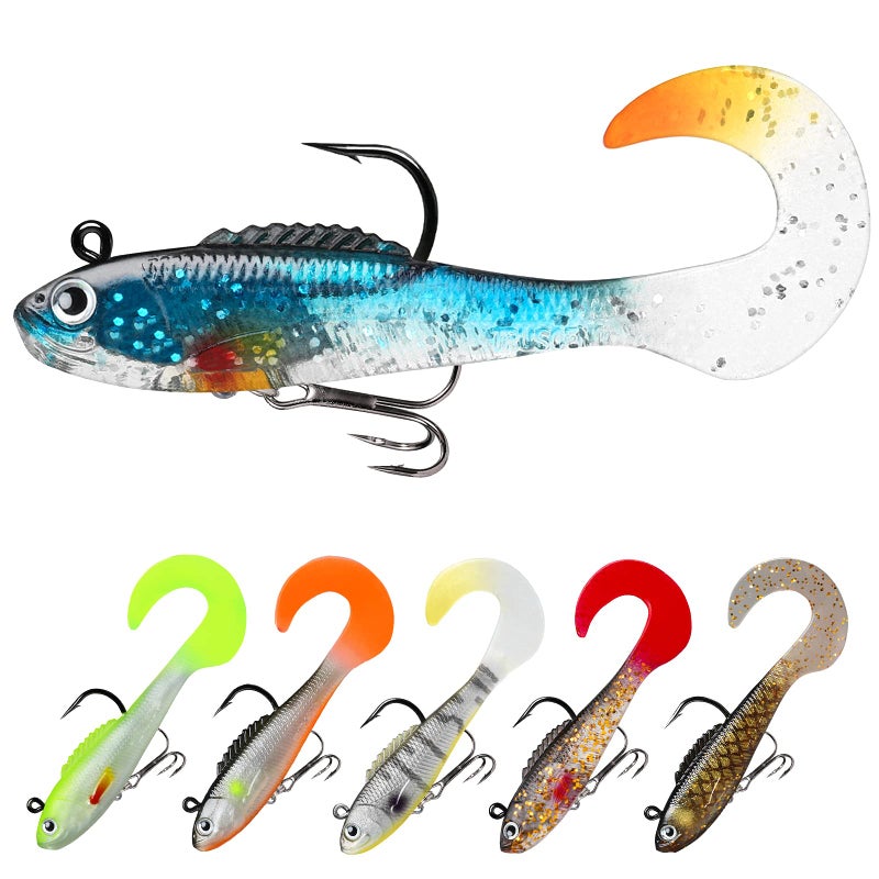 TRUSCEND Pre-Rigged Fishing Jigs, 1:50 Super Durable Soft Swimbait, Well-Made Lifelike Fishing Lures, Weedless Lure for Bass Trout Walleye, Saltwater Fishing Gear - Image 1