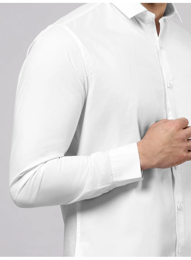 Beyoung BEYOUNG White Plain Cotton Shirts