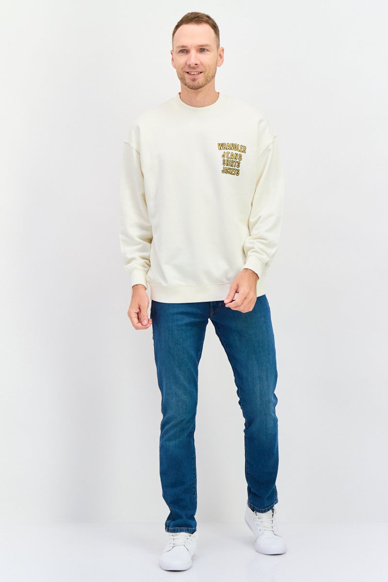 Wrangler Men Crew Neck Long Sleeve Graphic Sweatshirt, Off White Combo  - Image 4