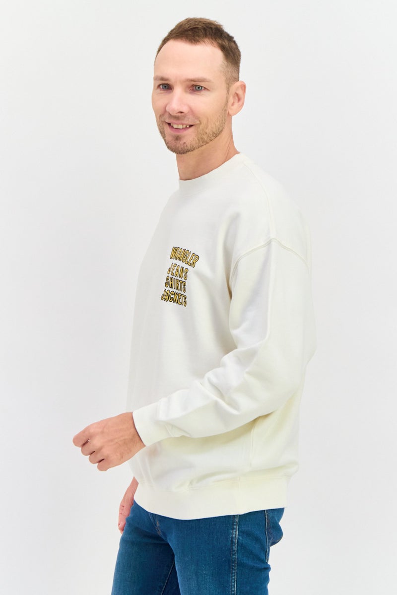 Wrangler Men Crew Neck Long Sleeve Graphic Sweatshirt, Off White Combo  - Image 3