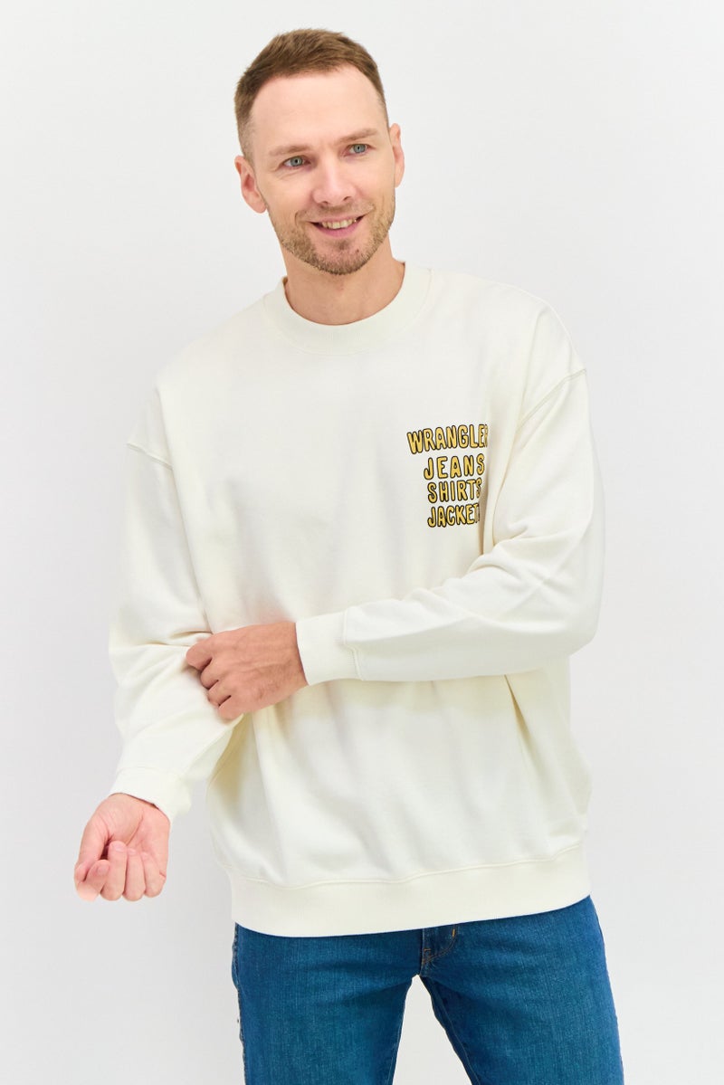 Wrangler Men Crew Neck Long Sleeve Graphic Sweatshirt, Off White Combo  - Image 1