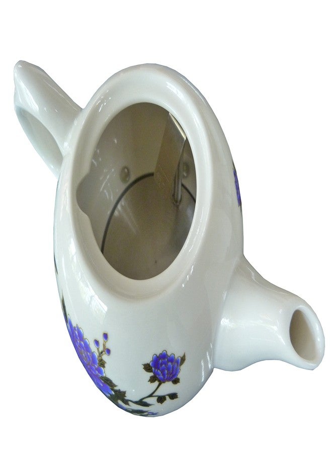 FixtureDisplays® Ceramic Electric Kettle with Peony Flower Pattern Two-Tone 15000 - Image 4
