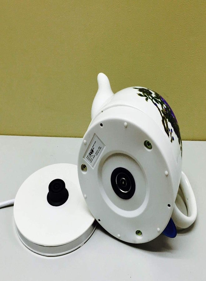 FixtureDisplays® Ceramic Electric Kettle with Peony Flower Pattern Two-Tone 15000 - Image 5