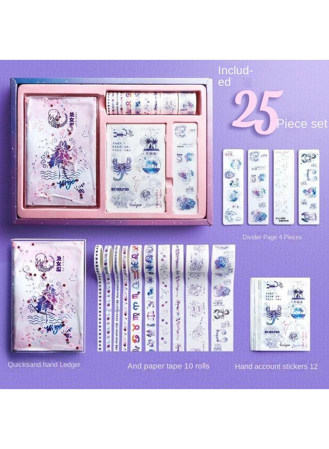 Bluejw Hand Account Book Twelve Constellations Tape Gift Box Suit Net Red Star Account Stick Sticker And Paper Tool Material Dream Domain - Image 5