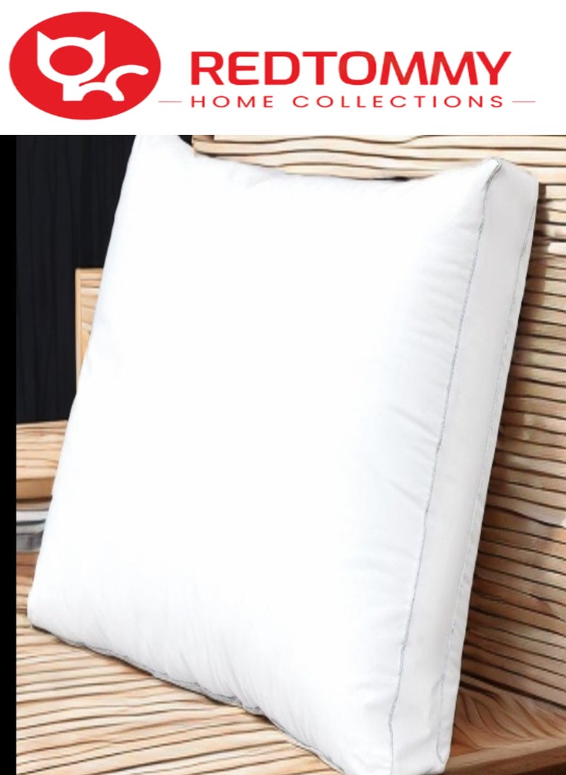 REDTOMMY Double Piping Pillow With Grey Line Cotton Bed Pillow Microfiber 50x70cm Made in Uae - Image 1