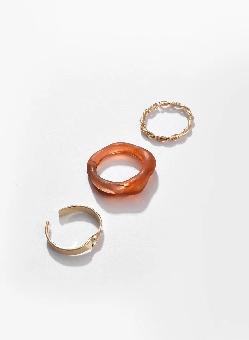 SOHI Set Of 3 Adjustable Artificial Finger Ring Jewellery