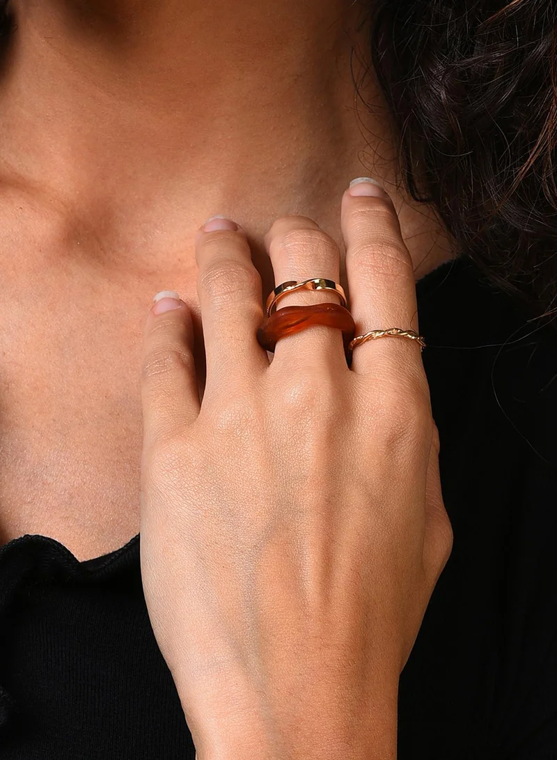 SOHI Set Of 3 Adjustable Artificial Finger Ring Jewellery