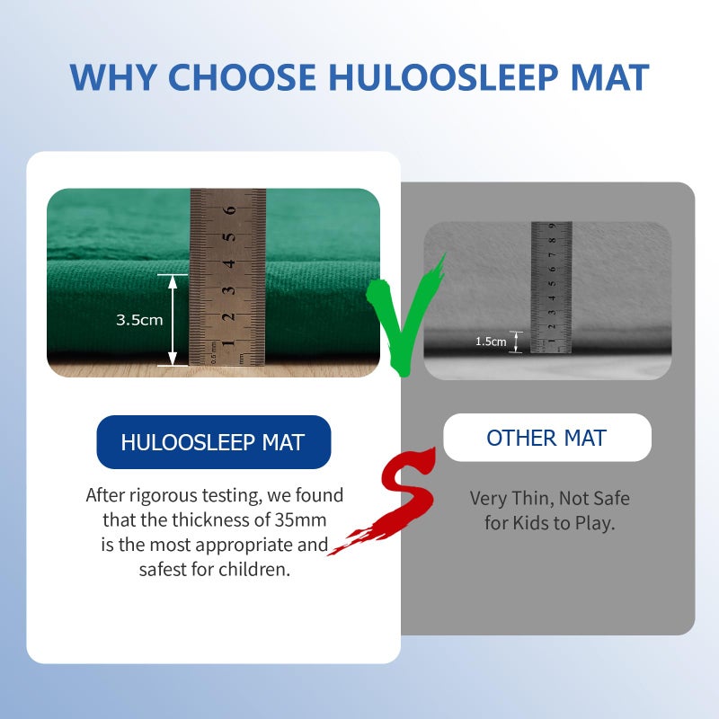 Huloo Sleep Ultra Soft Baby Play Mat for Floor,1.3" Thick Elasti-Foam 50x50 Playpen Mat for Toddlers Infant kids,Non-Slip Backing Safe for Crawling&Tummy Time,Tatami Style (Dark Green) - Image 4