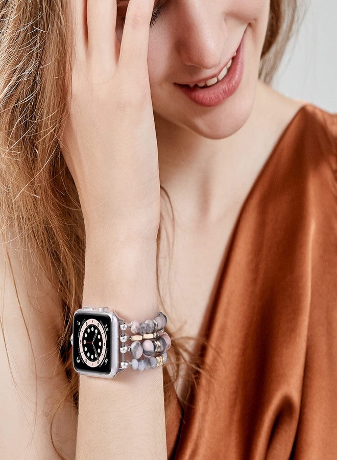 VISOOM Beaded Boho Bracelet Compatible for Apple Watch Band 40mm/38mm/41mm/42mm Series 11 10 9 8 7 SE Series 6/5/4 Women Fashion Cute Handmade Crystal Beads Stretchy Watch Strap for iWatch Bands 3/2/1 - Image 4