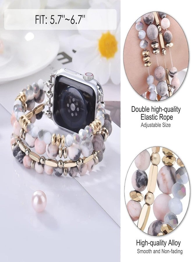 VISOOM Beaded Boho Bracelet Compatible for Apple Watch Band 40mm/38mm/41mm/42mm Series 11 10 9 8 7 SE Series 6/5/4 Women Fashion Cute Handmade Crystal Beads Stretchy Watch Strap for iWatch Bands 3/2/1 - Image 2
