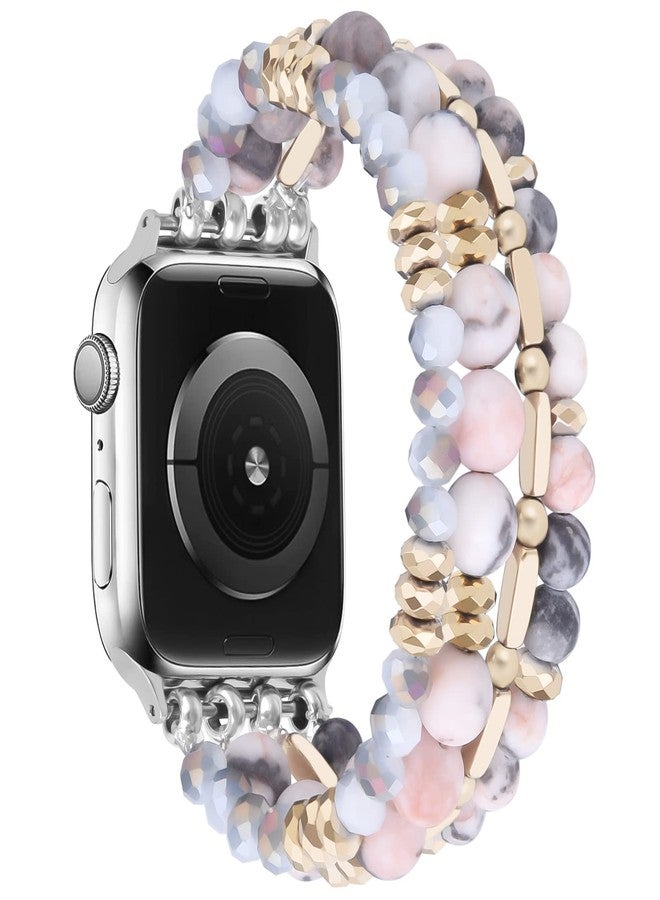 VISOOM Beaded Boho Bracelet Compatible for Apple Watch Band 40mm/38mm/41mm/42mm Series 11 10 9 8 7 SE Series 6/5/4 Women Fashion Cute Handmade Crystal Beads Stretchy Watch Strap for iWatch Bands 3/2/1 - Image 5